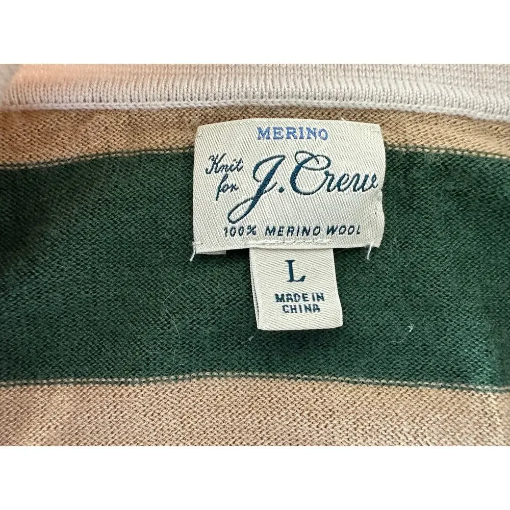J.Crew Men's Rugged Merino Wool Rugby Sweater SZ L Fall Vibes Academia